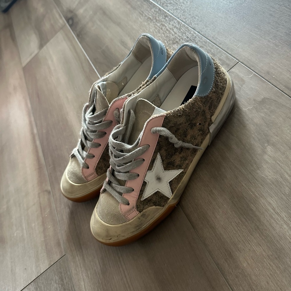 Golden goose leopard Pink and Brown Star Sneakers